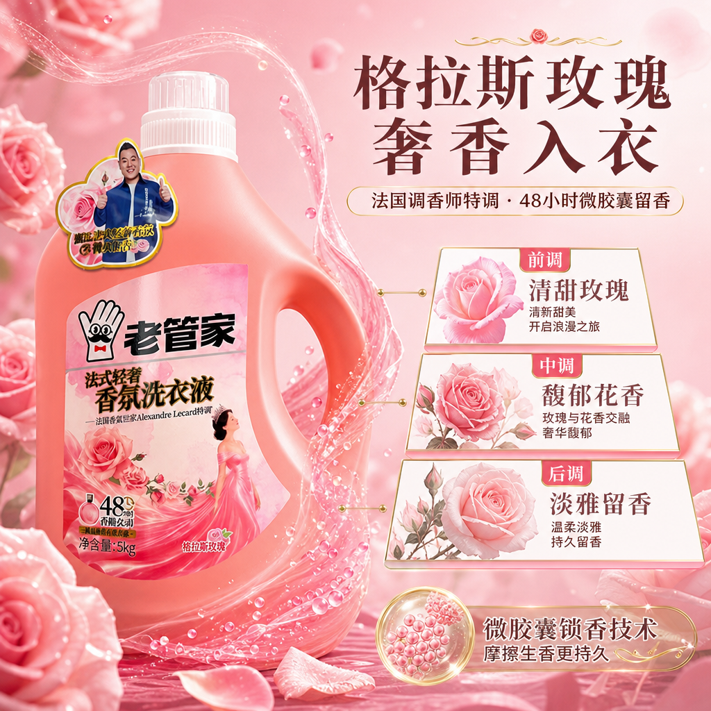 [商品] 使用【图1】老管家法式轻奢香氛洗衣液5kg装；保留瓶… - 图片创意预览