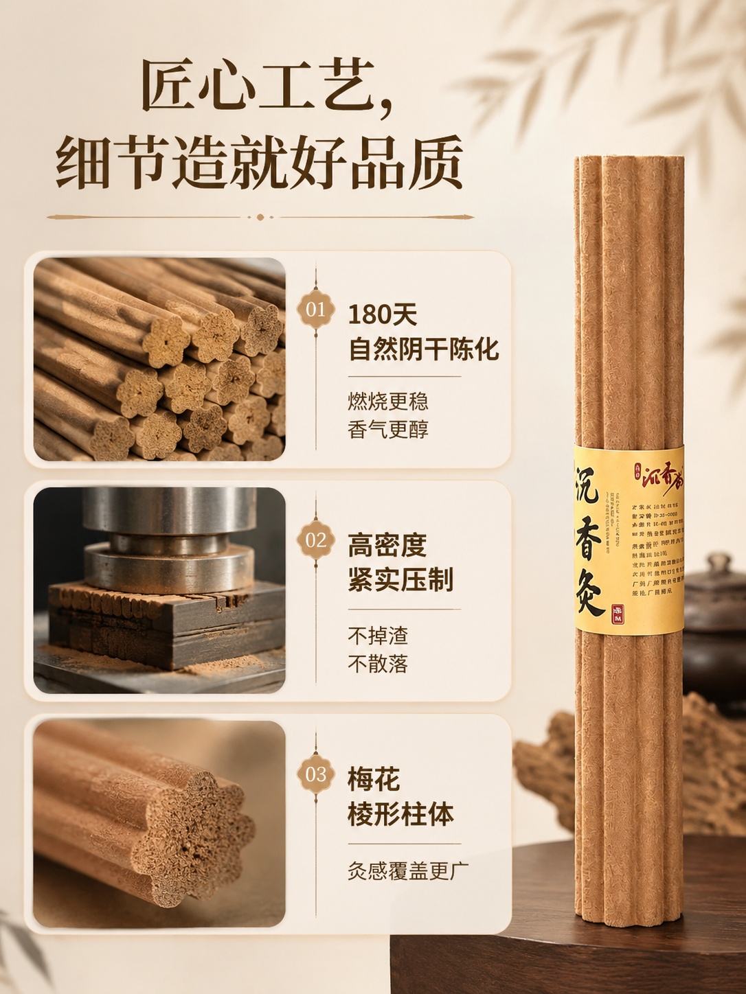 [第5屏] 匠心工艺详解，沉香灸三大工艺优势。本屏使用【图1】… - 图片创意预览
