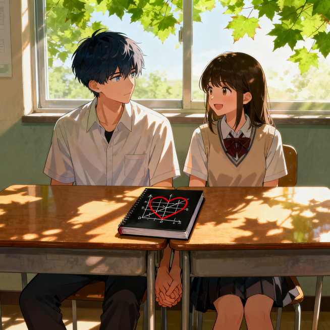 Masterpiece, best quality, ultra-detailed, webtoon illustration style. A bright high school classroo预览效果