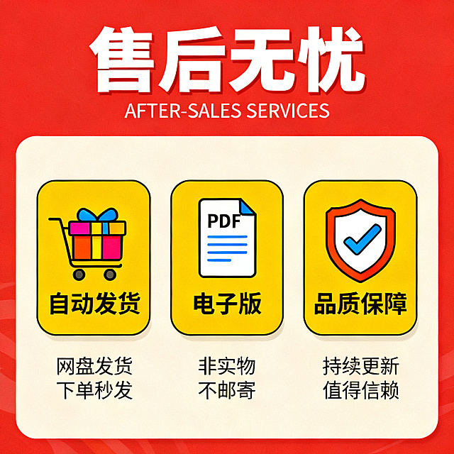 扁平风设计，大字突出“售后无忧”，印刷感强，红黄配色增强促销氛围，图标简洁直观，传递高效服务与品质保障。