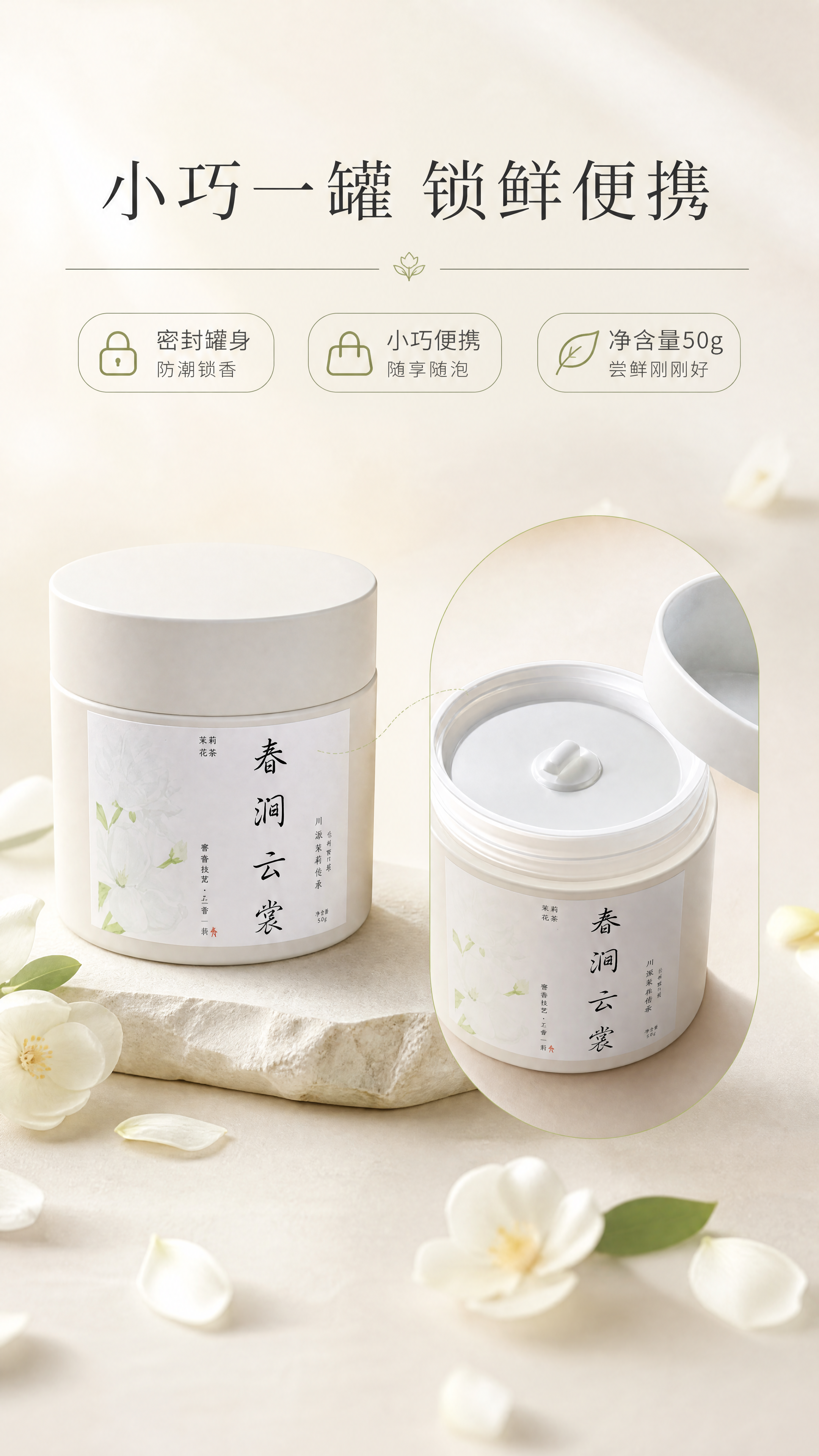 [商品] 使用【图2】【图3】【图4】春涧云裳白色小罐茉莉花茶… - 图片创意预览