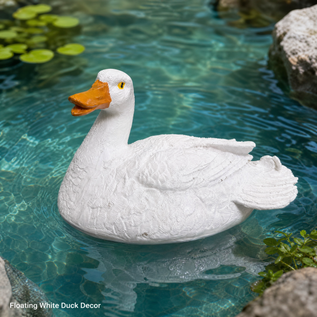 [Main Image 5] Full perspective display of floating white duck open-mouthed ornament. [Atmosphere St预览效果