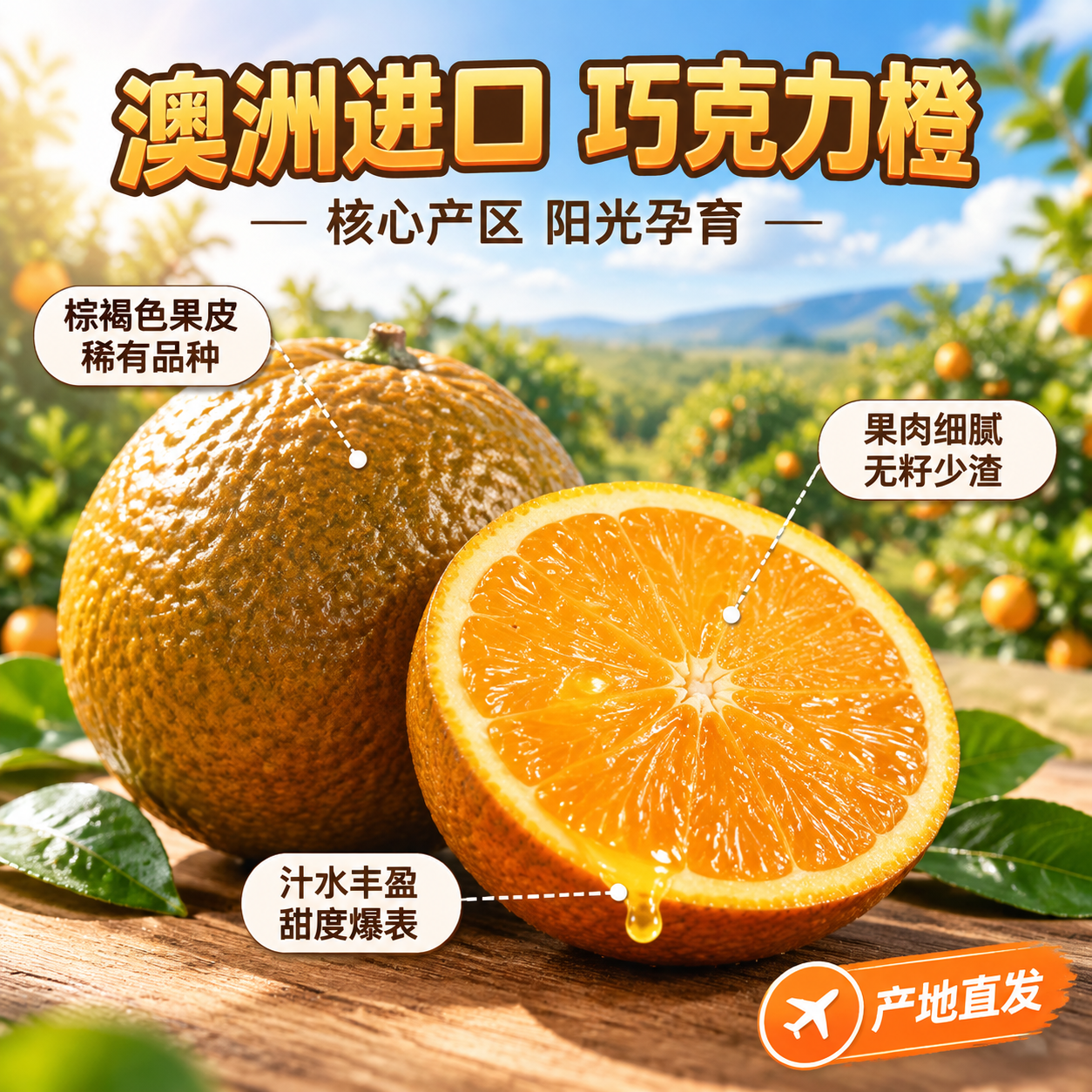 [主图-2] 核心亮点与产地溯源，巧克力橙品种优势与产地信任。… - 图片创意预览