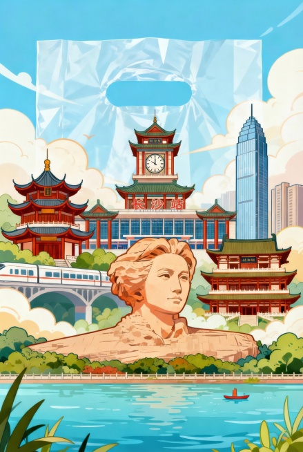 请给我更改火车站上有高大建筑补充如图二预览效果