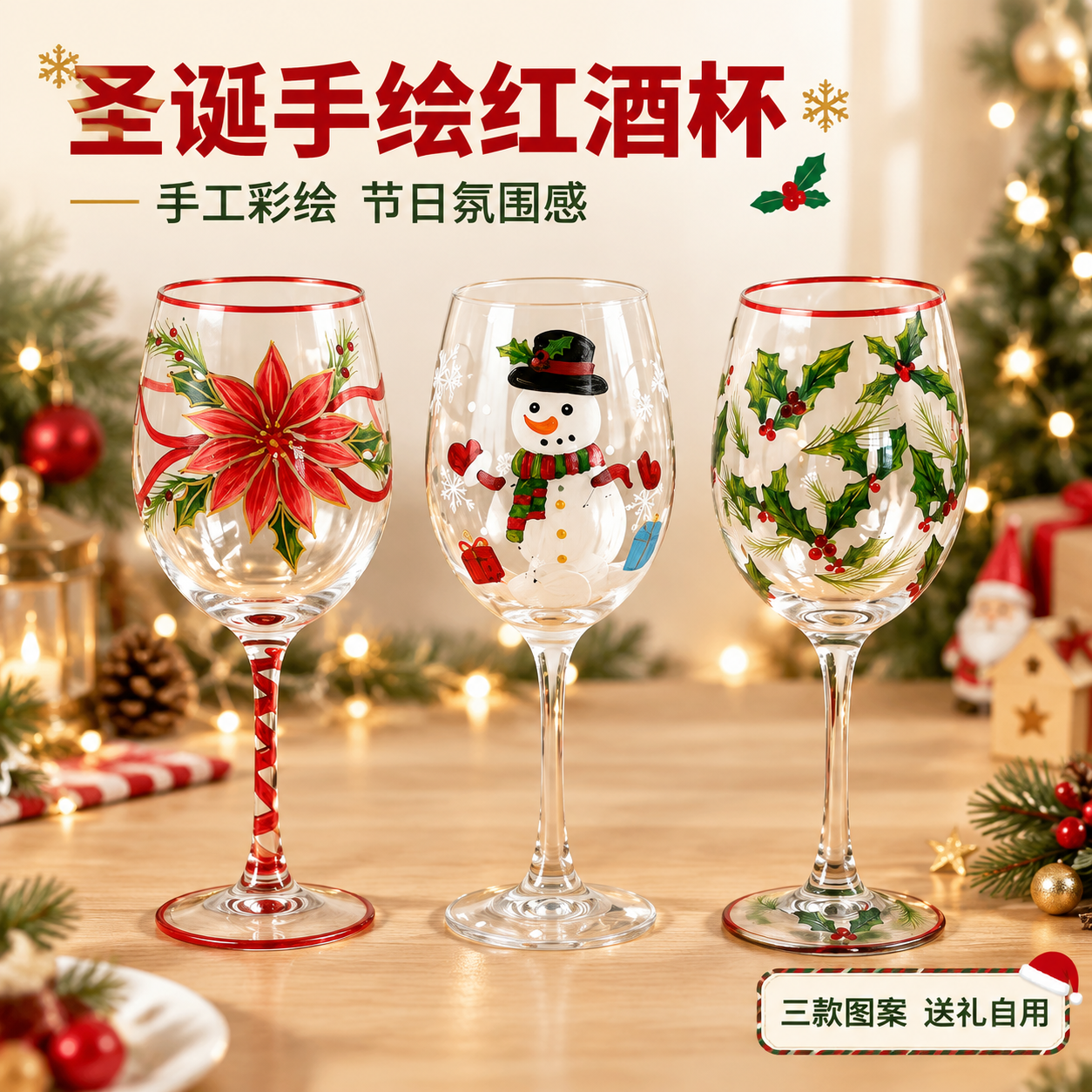 [主图-1] 首图 圣诞手绘玻璃红酒杯套装 产品识别与购买欲… - 图片创意预览