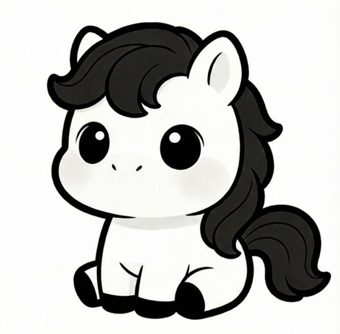 帮我参考图片中的小马，换一个小马，且把头上的角和领结去掉预览效果