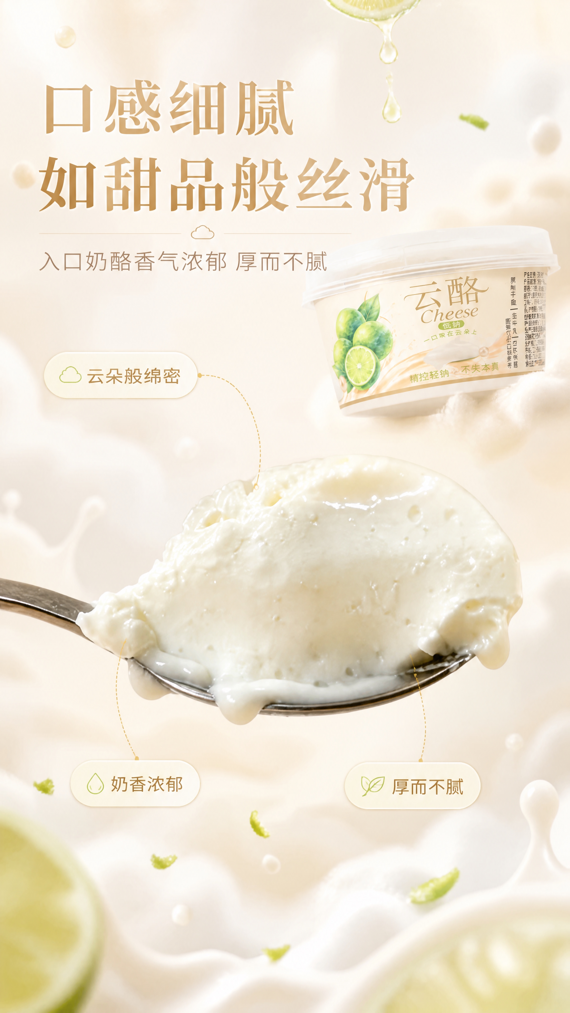 [商品] 使用【图1】勺子上的云酪质地特写 + 【图2】杯装产… - 图片创意预览