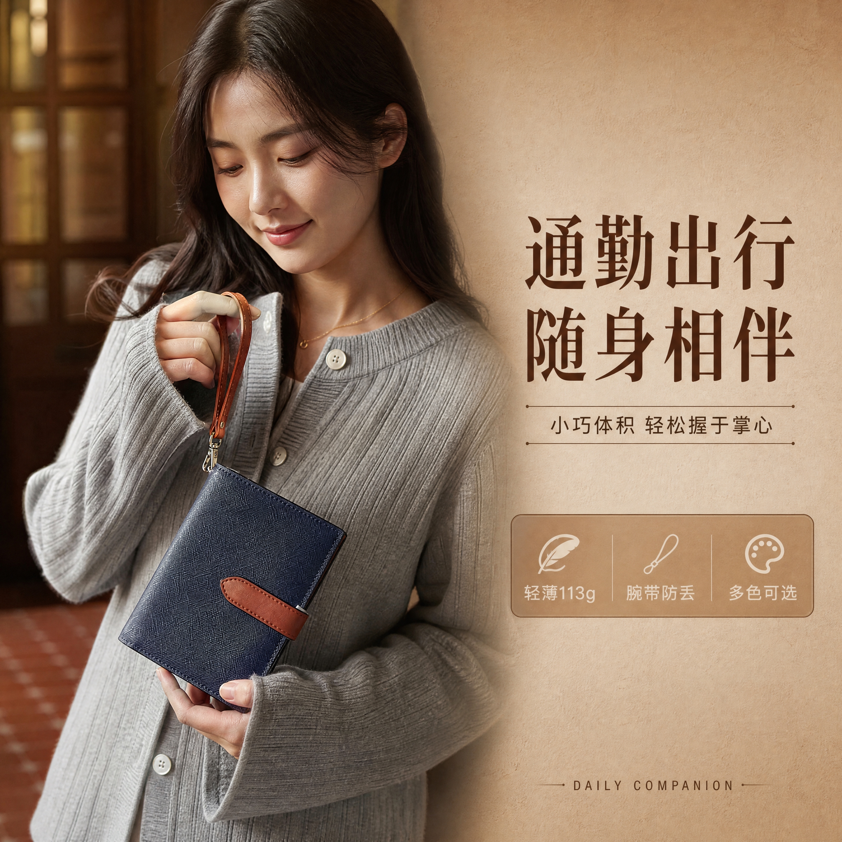 [商品] 使用【图7】宝蓝色护照包模特手持展示；商品处理：保留… - 图片创意预览