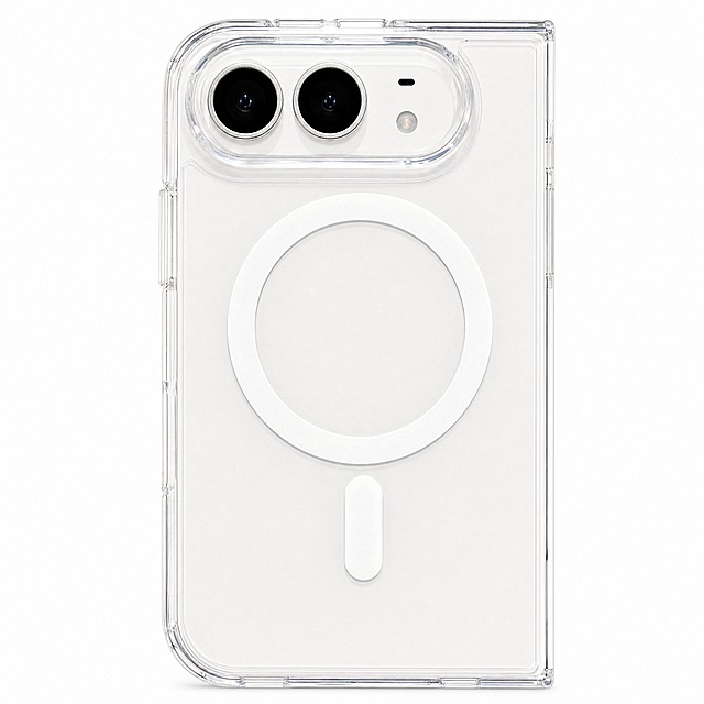 [主图-1] iPhone 18 DUO 高清透明磁吸手机壳 亚马逊白底首图 商品识别
[统一基调] 亚马逊泰国市场 奶油白+浅金暖调视觉体系 泰文文案 精致信息型电商主图 字体统一为无衬线泰文字体 标题字色深灰 辅助字色中灰 强调色浅金色 卡片圆角浅金描边 图标细线风格
[画面] 纯白背景 iPhone 18 DUO 高清透明磁吸手机壳居中正面展示 产品占画面85%以上 完整展示透明亚克力背板 白色磁吸圆环 双摄像头精准开孔 侧边按键结构 透明边框防摔防撞设计 产品外观结构材质颜色与输入图完全一致 无任何文字 无道具 无水印 无阴影悬浮 底部轻微接触阴影
[光影质感] 商业棚拍质感 主光从左上45度照射 右侧柔和补光 透明亚克力材质呈现通透光泽 边缘有轻微高光折射 磁吸圆环哑光白质感清晰 整体干净高级
[配色] 纯白背景 产品本身透明+白色磁吸环 无额外配色
[文字版式] 首图无任何文字 符合亚马逊白底首图规范
[输出要求] 1:1比例 2048x2048 产品清晰锐利 边缘干净 无变形 无错字 无模糊 无杂乱 无水印 无平台Logo 无中文