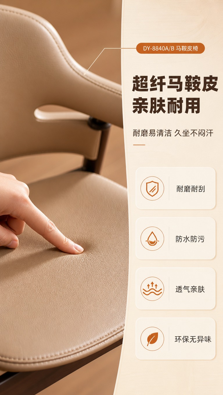 [商品] 使用【图1】DY-8840A/B马鞍皮椅（卡其色款坐… - 图片创意预览