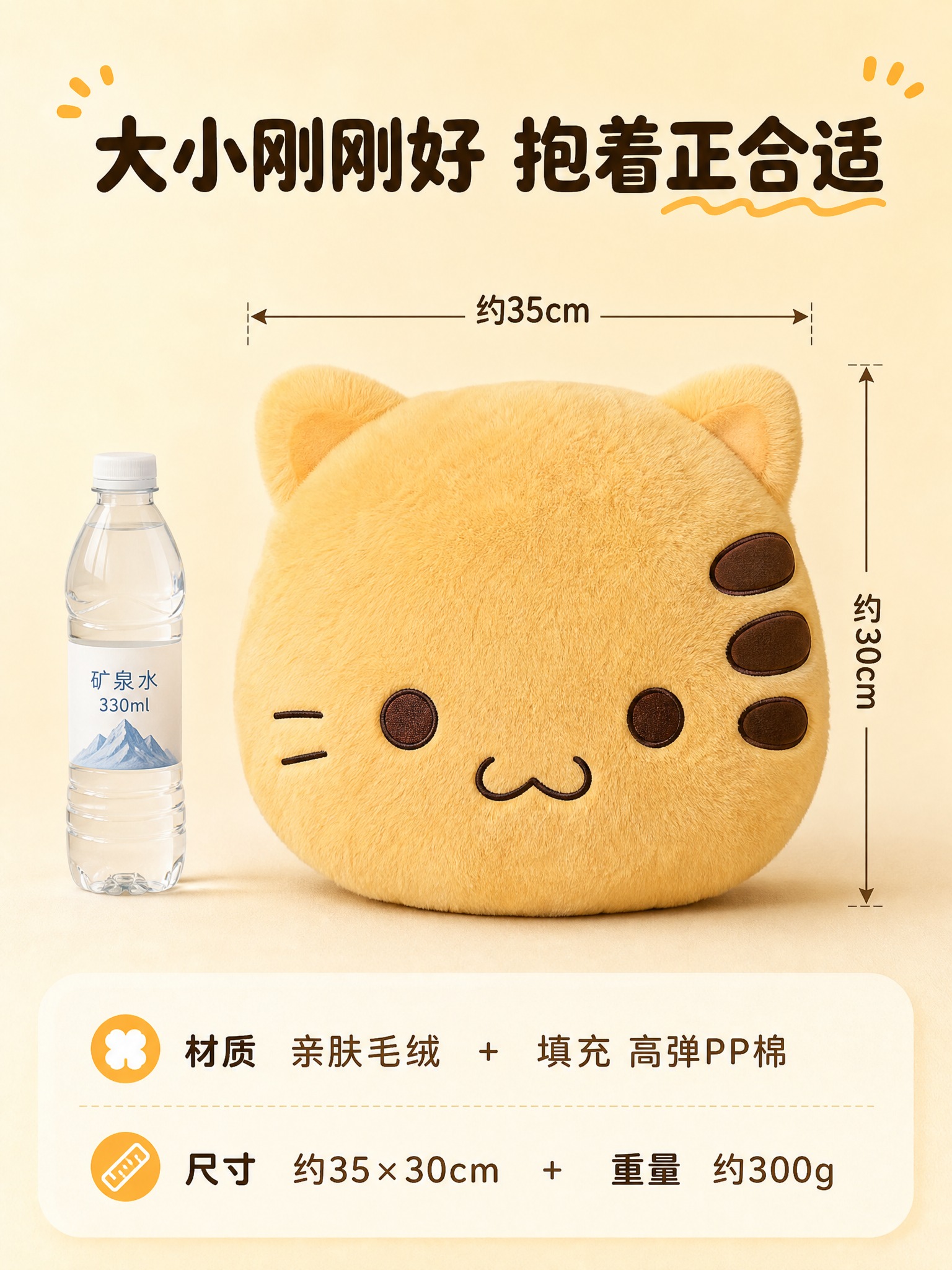[商品] 使用【图1】大黄猫抱枕；保留黄色毛绒面料、圆形猫脸造… - 图片创意预览