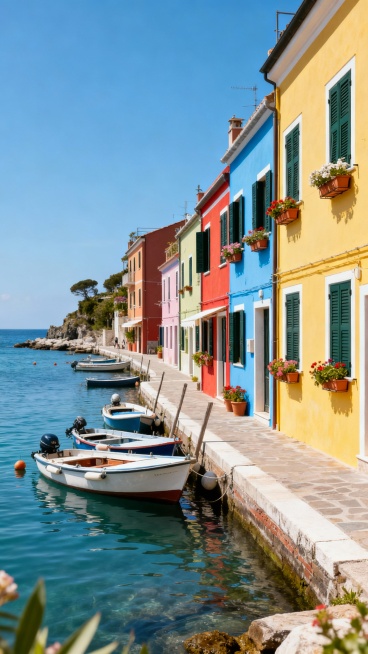 帮我生成20张自然与人文景观摄影图，呈现水下绿植、海边彩色小镇、沿海公路、海边礁石、城市日落、月夜雪山、田野旧卡车与缤纷花田等多元场景，色彩丰富明快，构图整齐清晰，整体传递出清新治愈、充满生活气息的旅预览效果