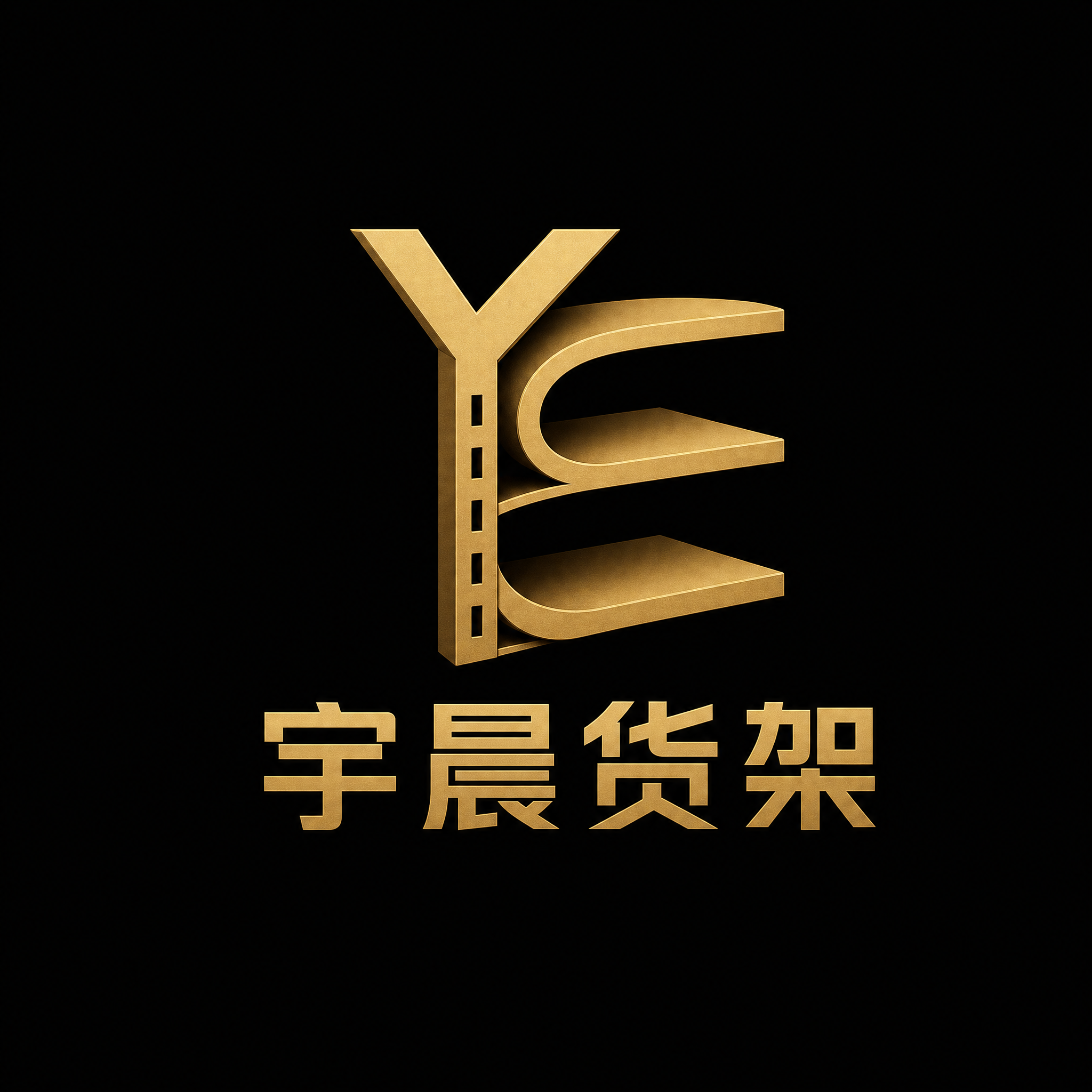 纯黑色背景。平面logo设计，YC字母与货架图形结合的创意lo… - 图片创意预览
