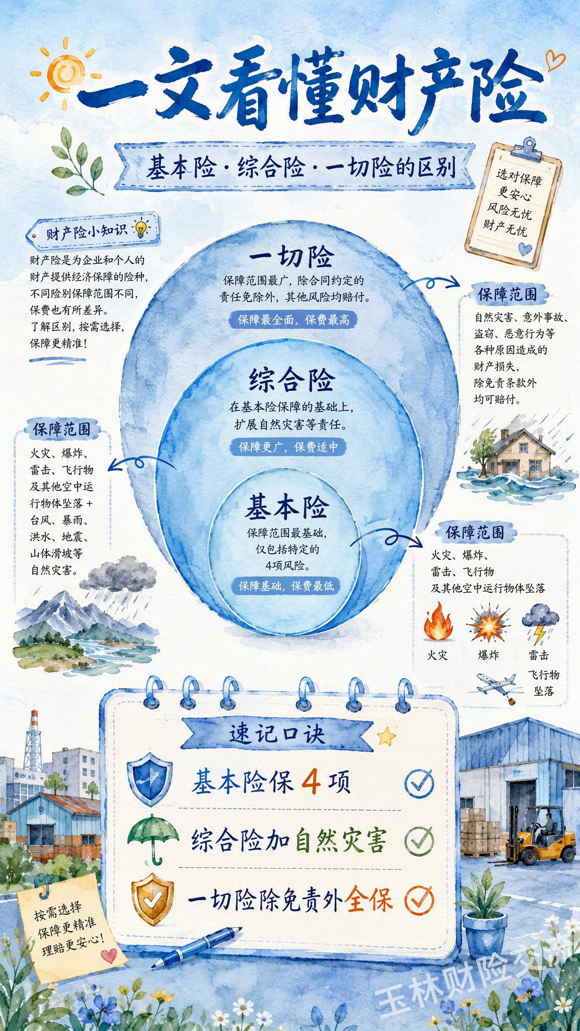 手绘水彩风格知识科普海报，竖版9:16，温暖专业的浅蓝色渐变背… - 图片创意预览