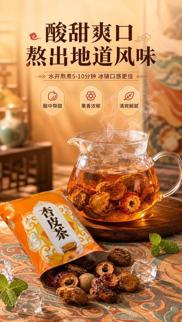 [商品] 使用【图1】杏皮茶原料果干图与【图2】独立小袋图；保… - 图片创意预览
