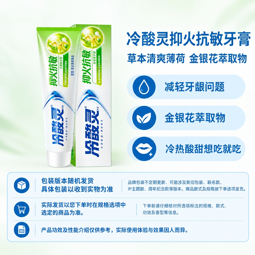 复刻指定电商主图版式，1:1方图。左侧商品区放置冷酸灵抑火抗敏… - 图片创意预览