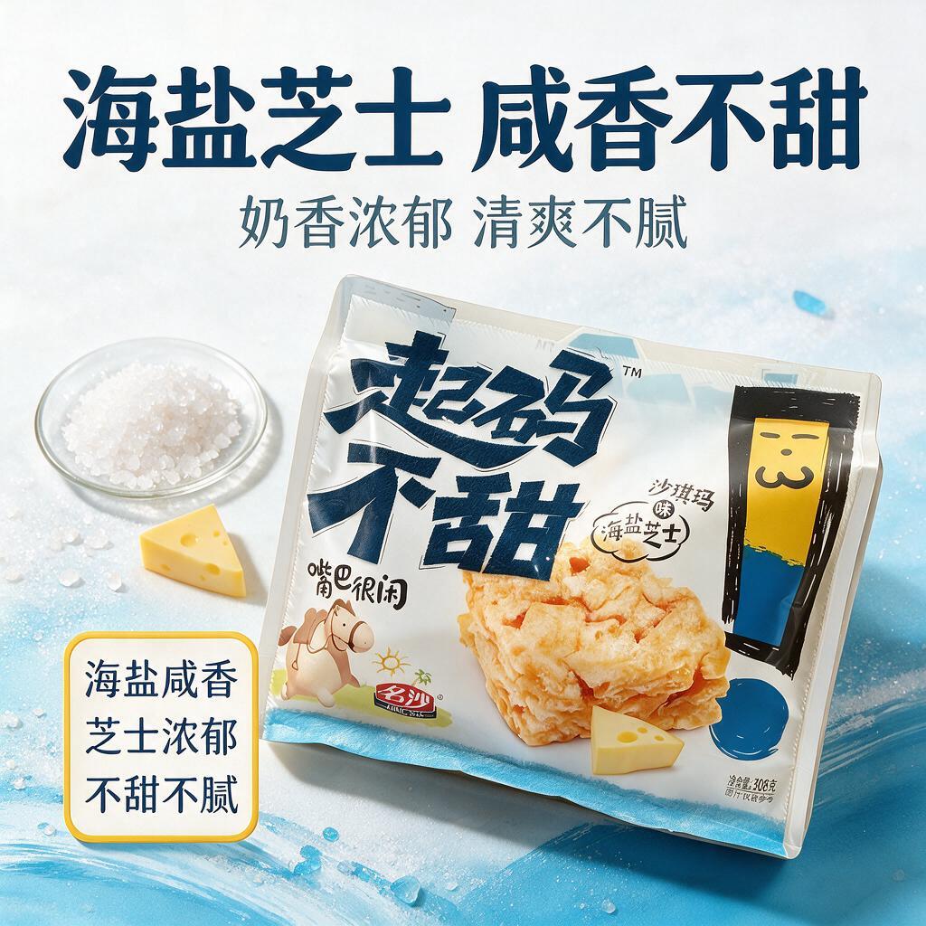 [主图-3] 口味卖点：海盐芝士风味元素展示。 [统一基调]… - 图片创意预览