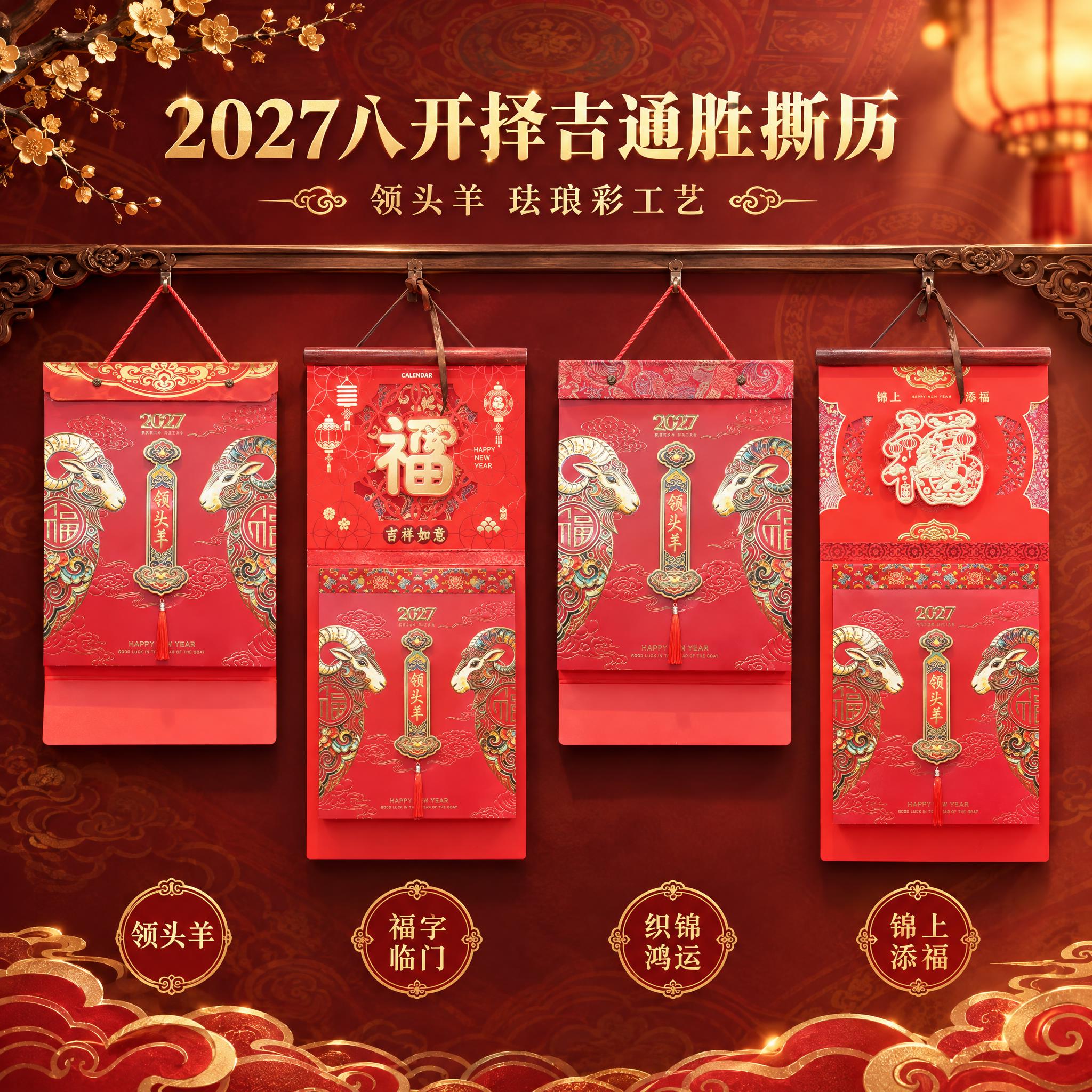 仅替换背景，四款撕历挂历必须100%保留原图的所有细节，包括每… - 图片创意预览