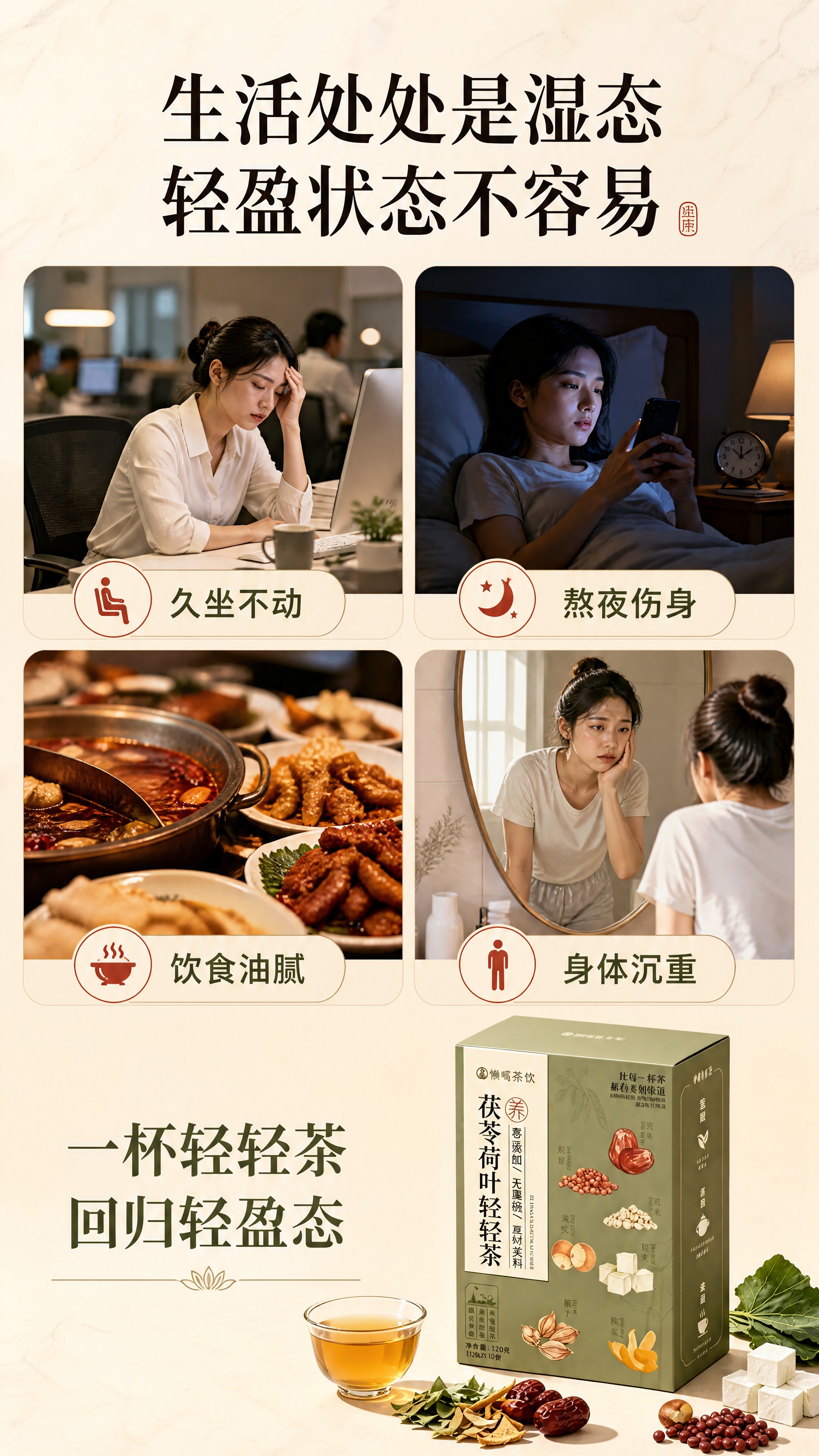 [商品] 使用【图1】茯苓荷叶轻轻茶产品包装盒；保留包装盒的豆… - 图片创意预览