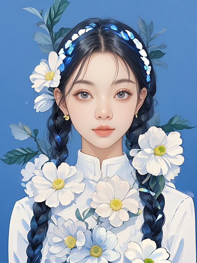 动漫非人像，蓝色，