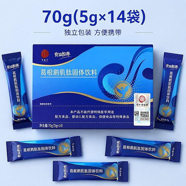 「图片1」，生成一套主图（12张），商品名称是同仁堂葛根鹅肌肽固体饮料，卖点是降尿酸，适配京东平台，主图比例为1:1