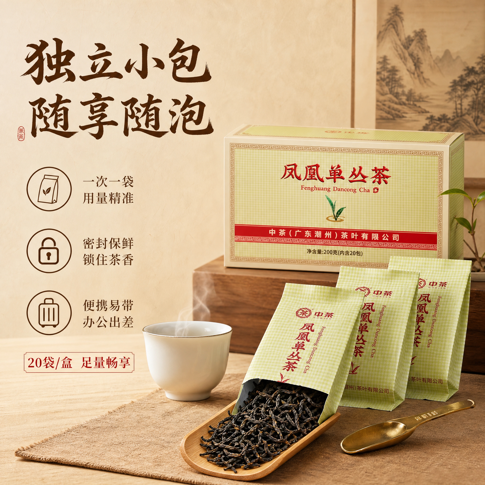 [主图-4 独立包装] 凤凰单丛茶独立小包装展示主图，核心任务… - 图片创意预览