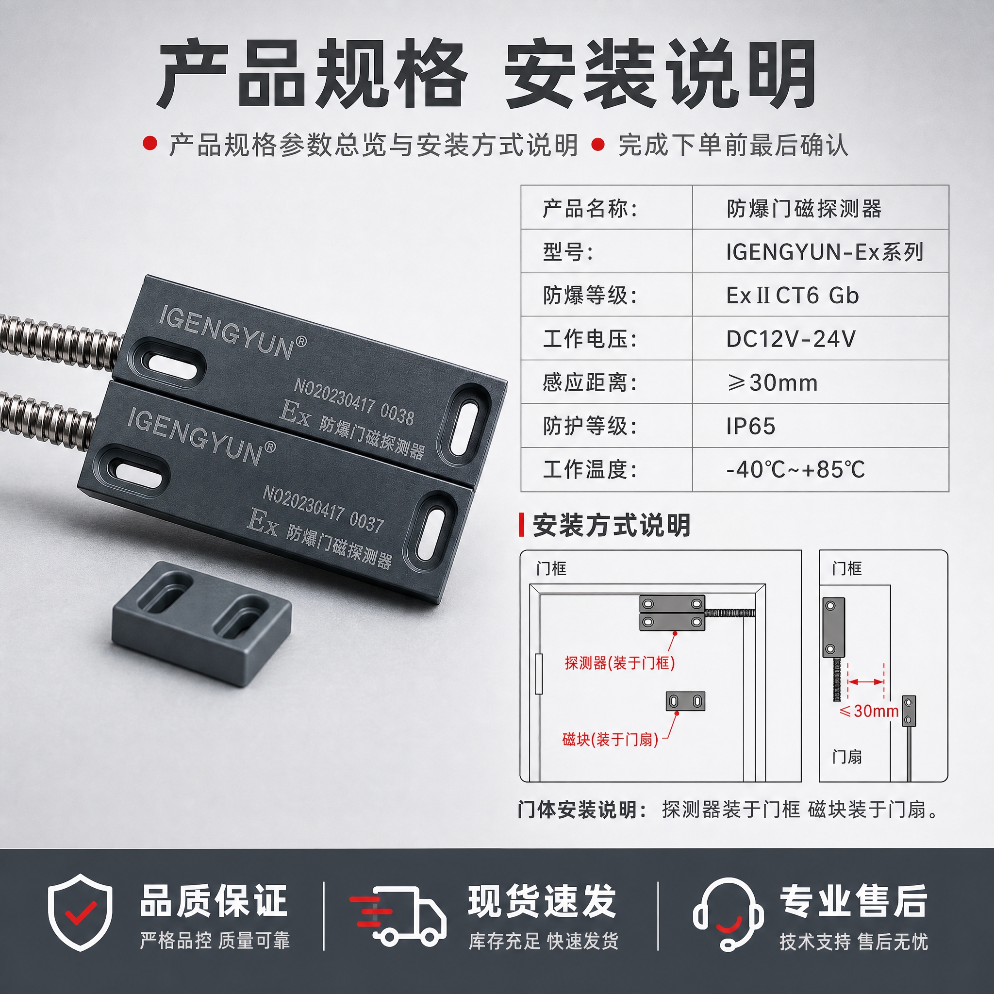 [主图-5] 规格型号与安装说明图，主题为产品规格参数总览与安… - 图片创意预览