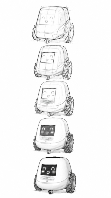 Rearrange the design evolution process of the smart outdoor power robot into vertical layout, 5 stag预览效果