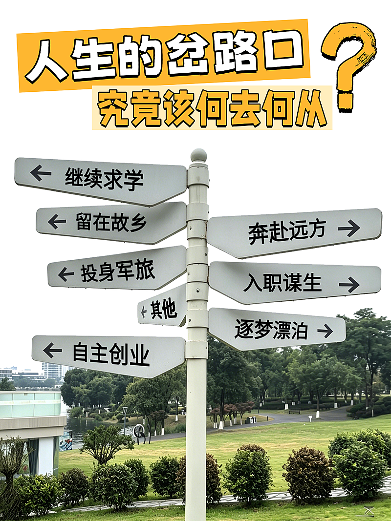 人生的岔路口抉择Q&A分享实景风小红书封面