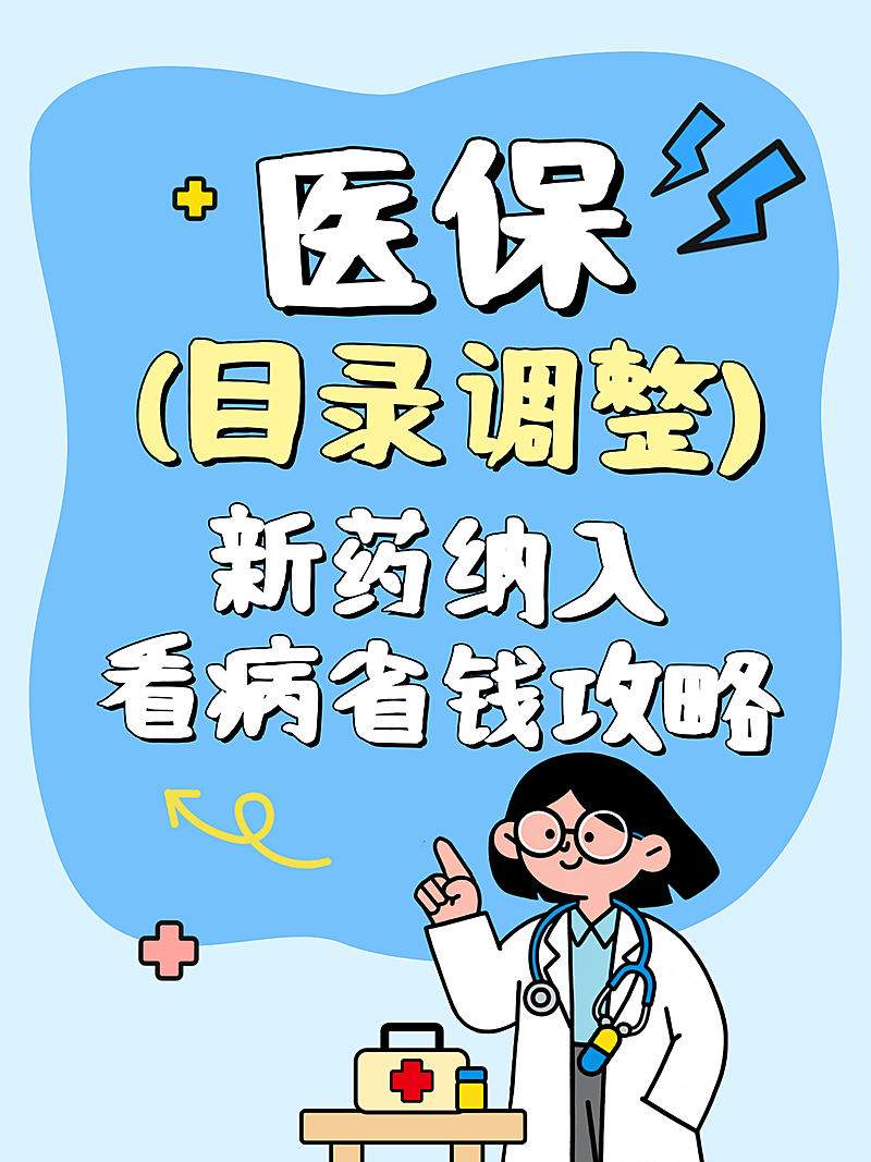医保目录调整看病省钱攻略分享卡通大字风小红书封面