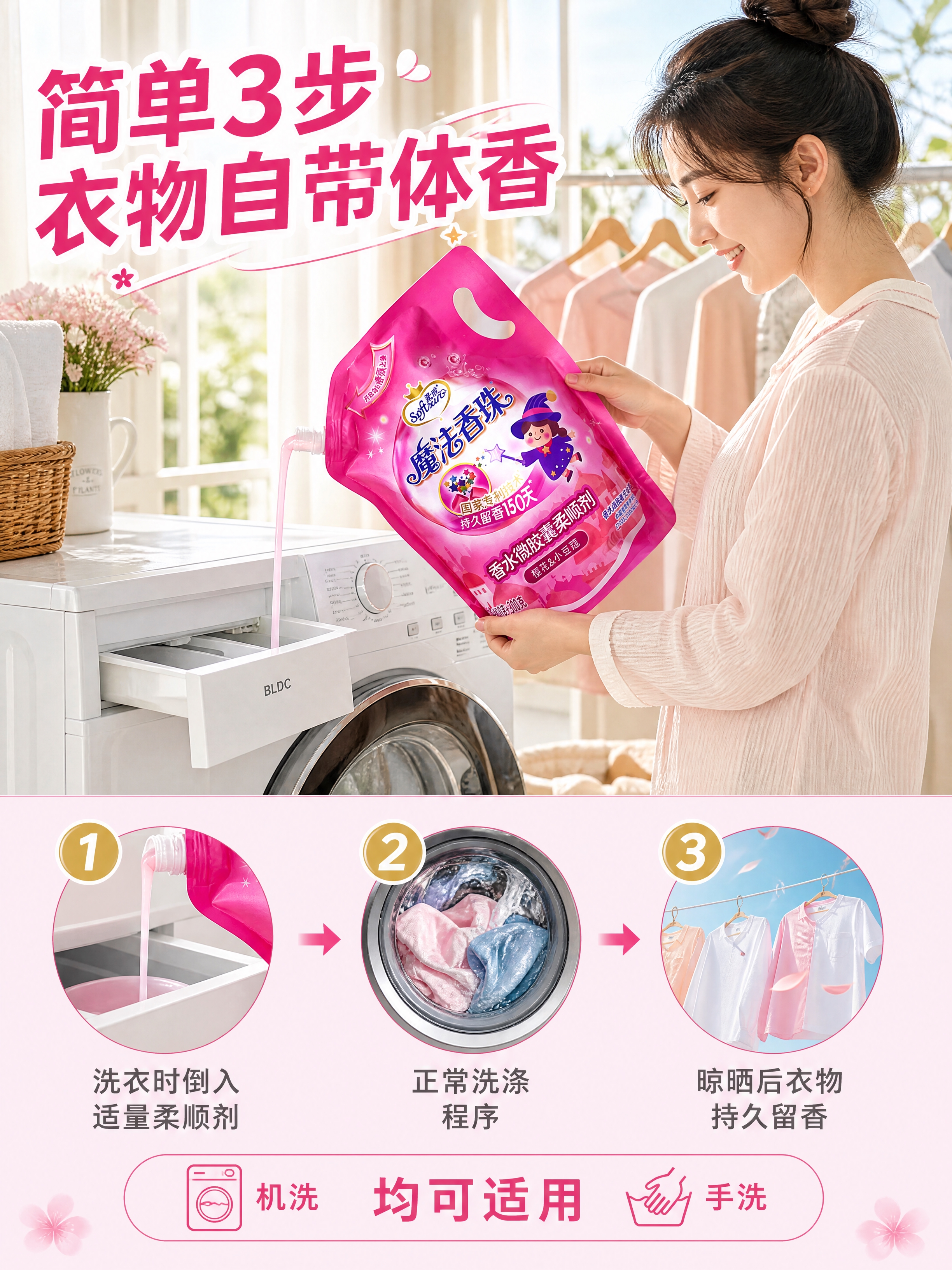 [商品] 使用【图1】激浪魔法香珠香水微胶囊柔顺剂1.2kg袋… - 图片创意预览