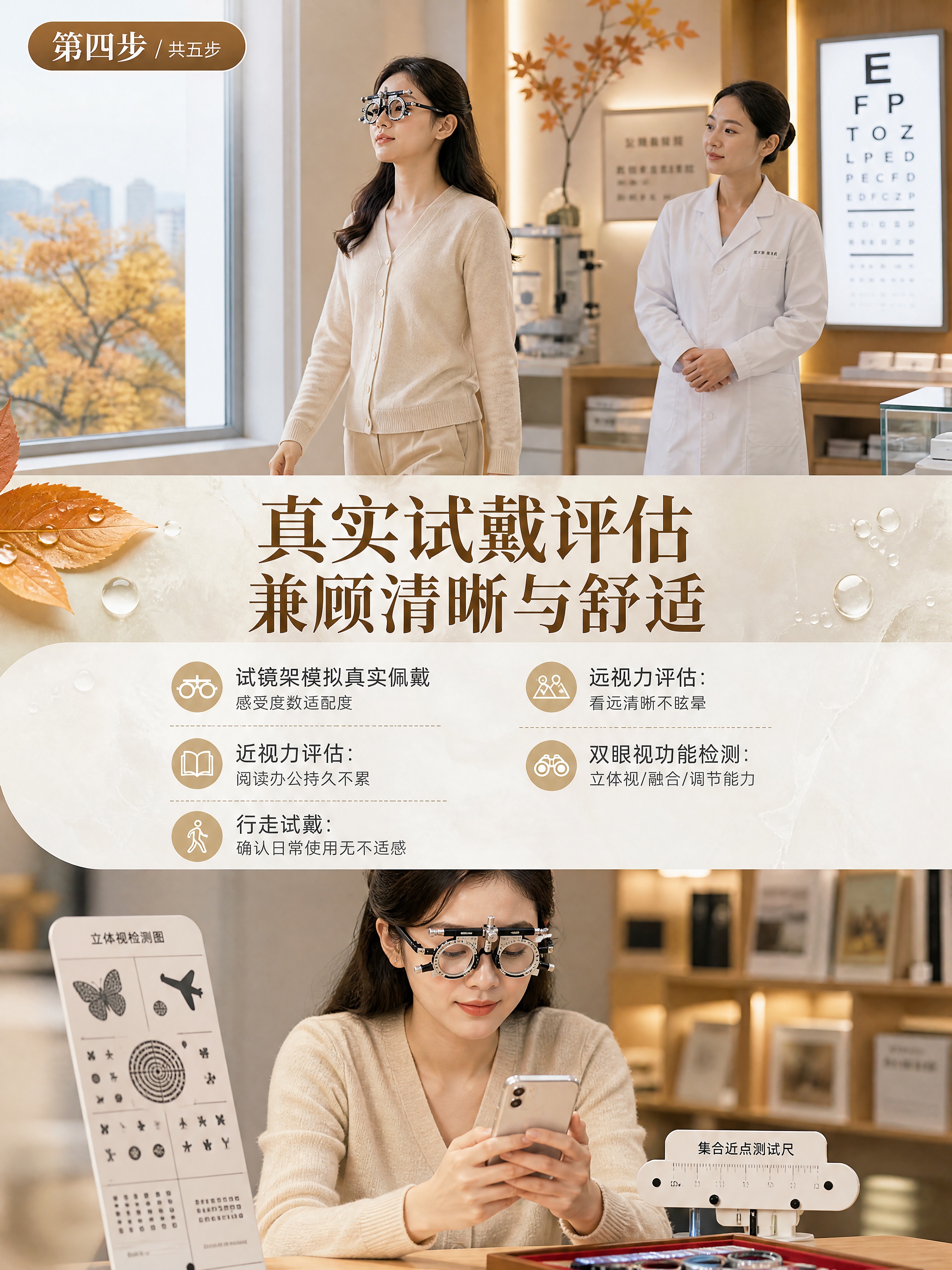 [商品] 验光流程第4张-试戴评估与视觉功能测试；顾客佩戴试镜… - 图片创意预览