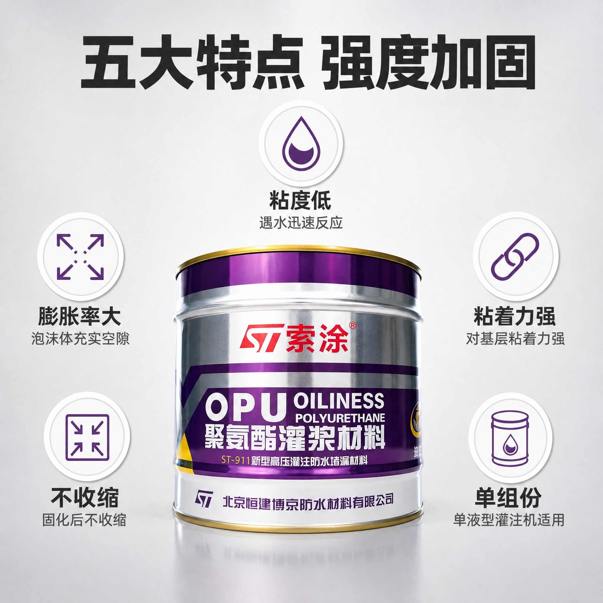 [主图-2] 核心亮点环绕 索涂ST-911油性聚氨酯灌浆材料… - 图片创意预览