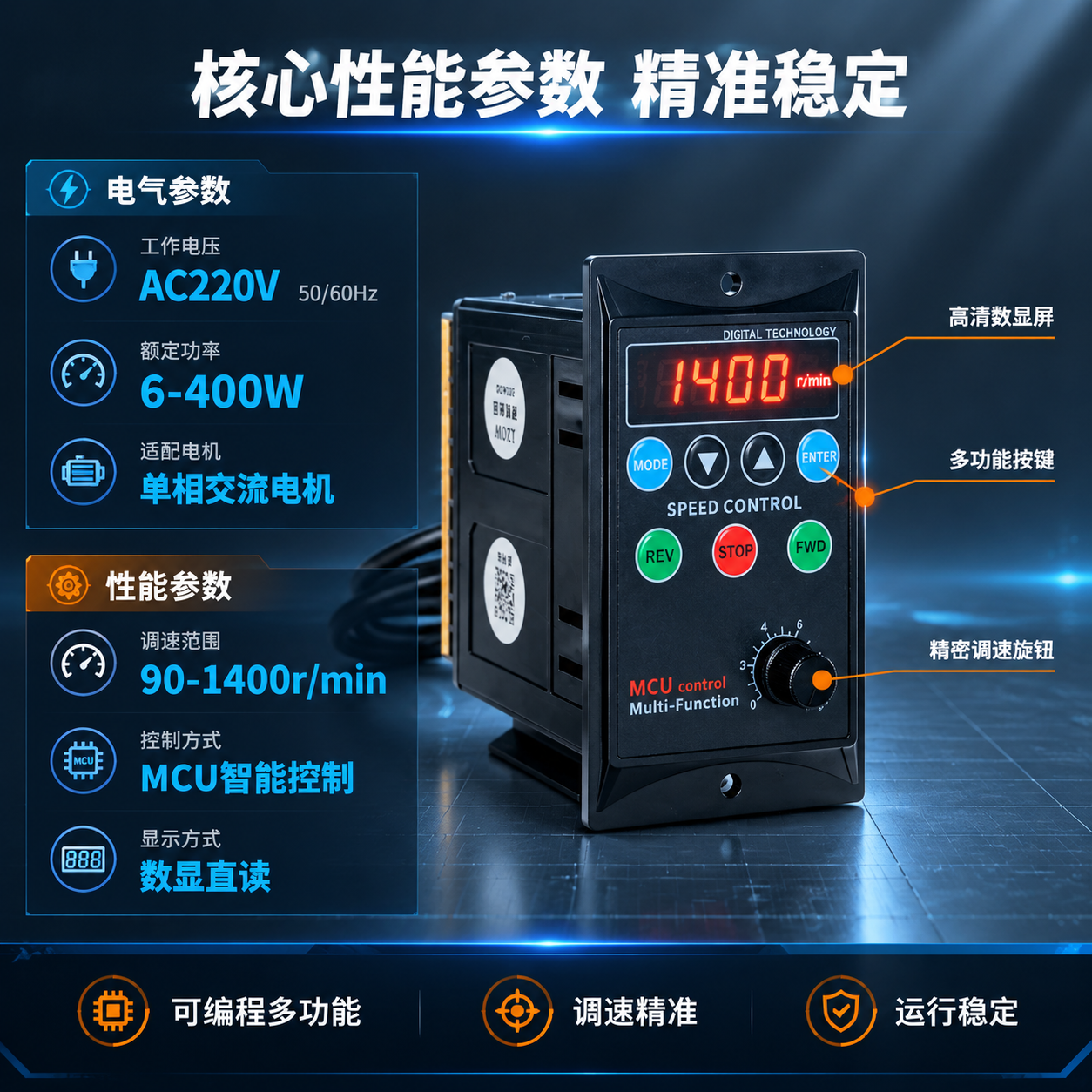 [主图-2] 核心性能参数展示图，突出调速器的技术规格与性能优… - 图片创意预览