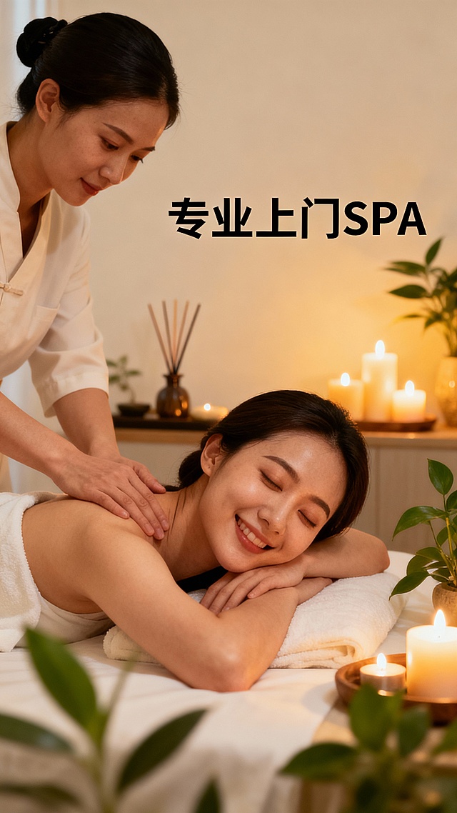 生成50张上门按摩spa养生的图片，图片可以加入一些文字
