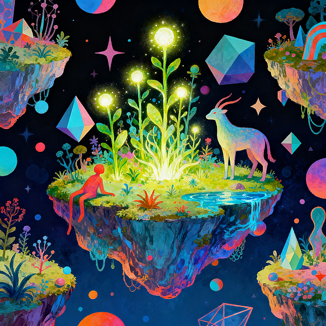 创意插画，充满想象力的艺术画面，构图新颖独特，色彩鲜艳丰富，细节丰富，风格独特具有设计感