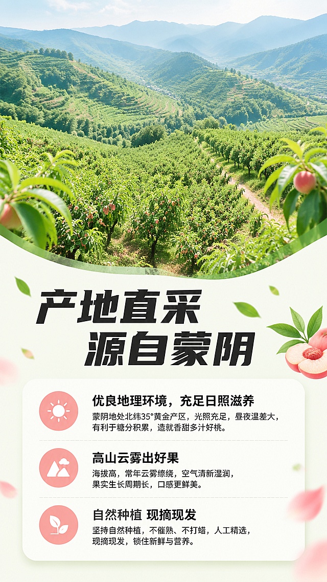 「图片1」，生成详情页，商品名称为蒙阴彩虹蟠桃，适配抖音/快手平台，单图比例为9:16，需求屏数为8张。「图片1」「图片1」「图片1」「图片1」「图片1」「图片1」「图片1」「图片1」「图片1」