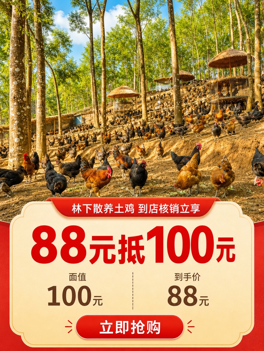 [商品] 使用【图1】林间散养土鸡场景；保留树林、大量土鸡、土… - 图片创意预览