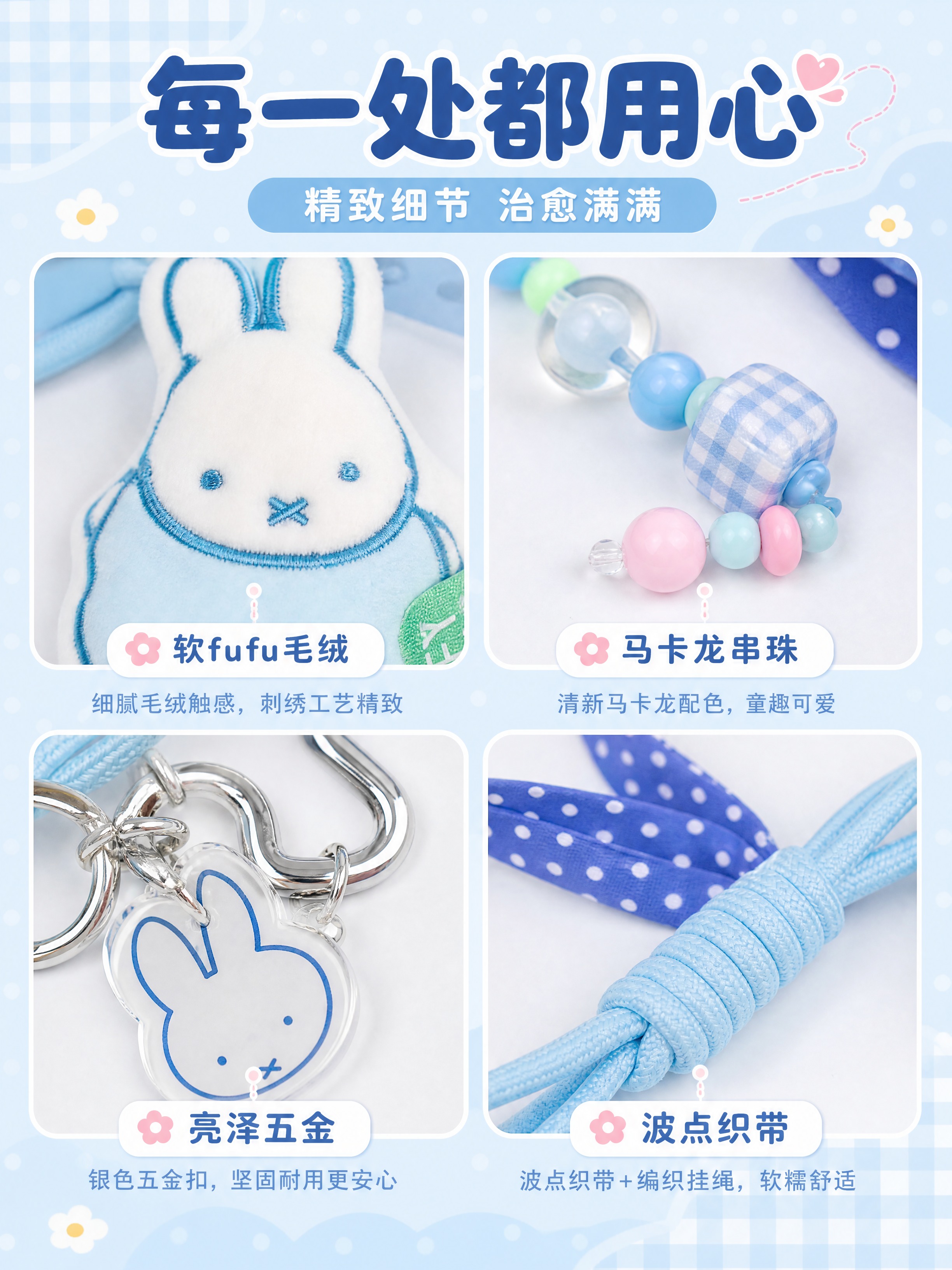 [商品] 使用【图1】和【图5】米菲Miffy蓝色毛绒挂件；保… - 图片创意预览