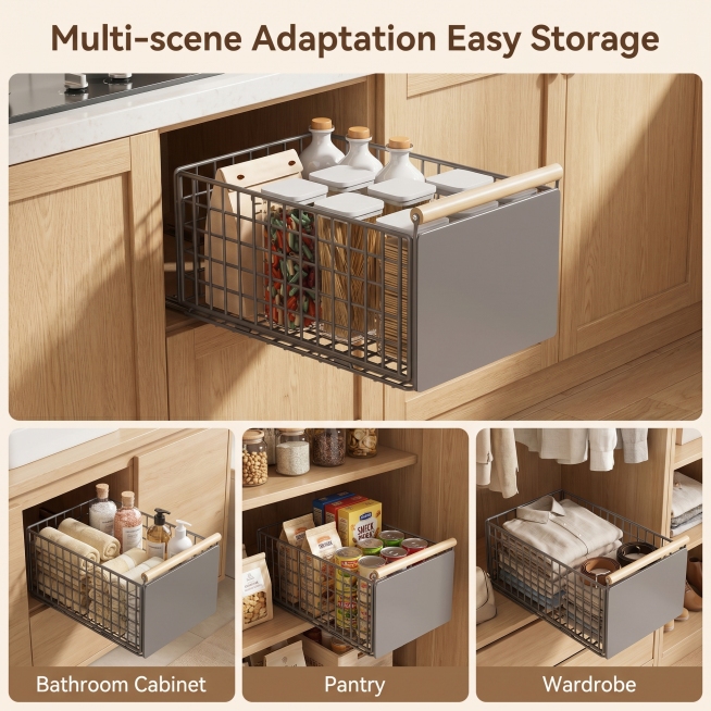 [Main Image 4] Easy storage and multi-scene adaptation of pull-out cabinet basket. [Atmosphere Style预览效果