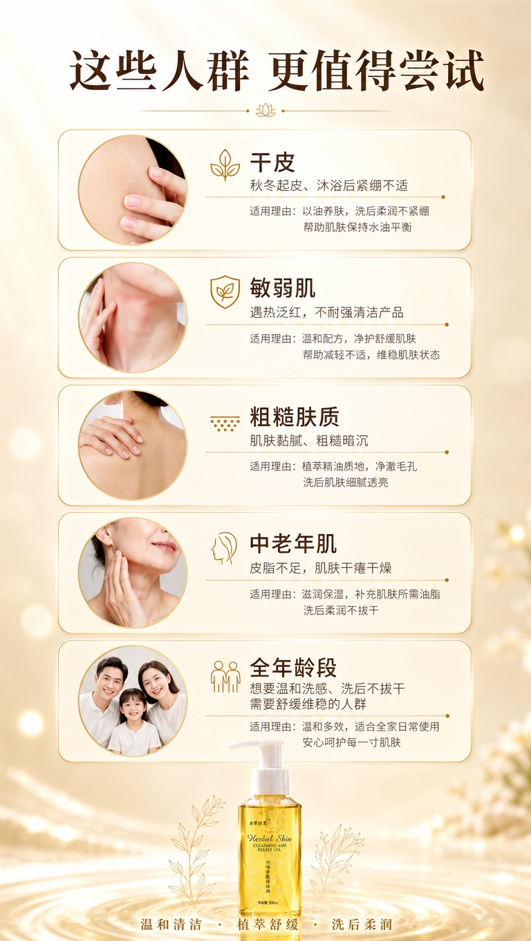 [商品] 使用【图1】本草折衷六味安肤沐浴油；保留透明方瓶、白… - 图片创意预览