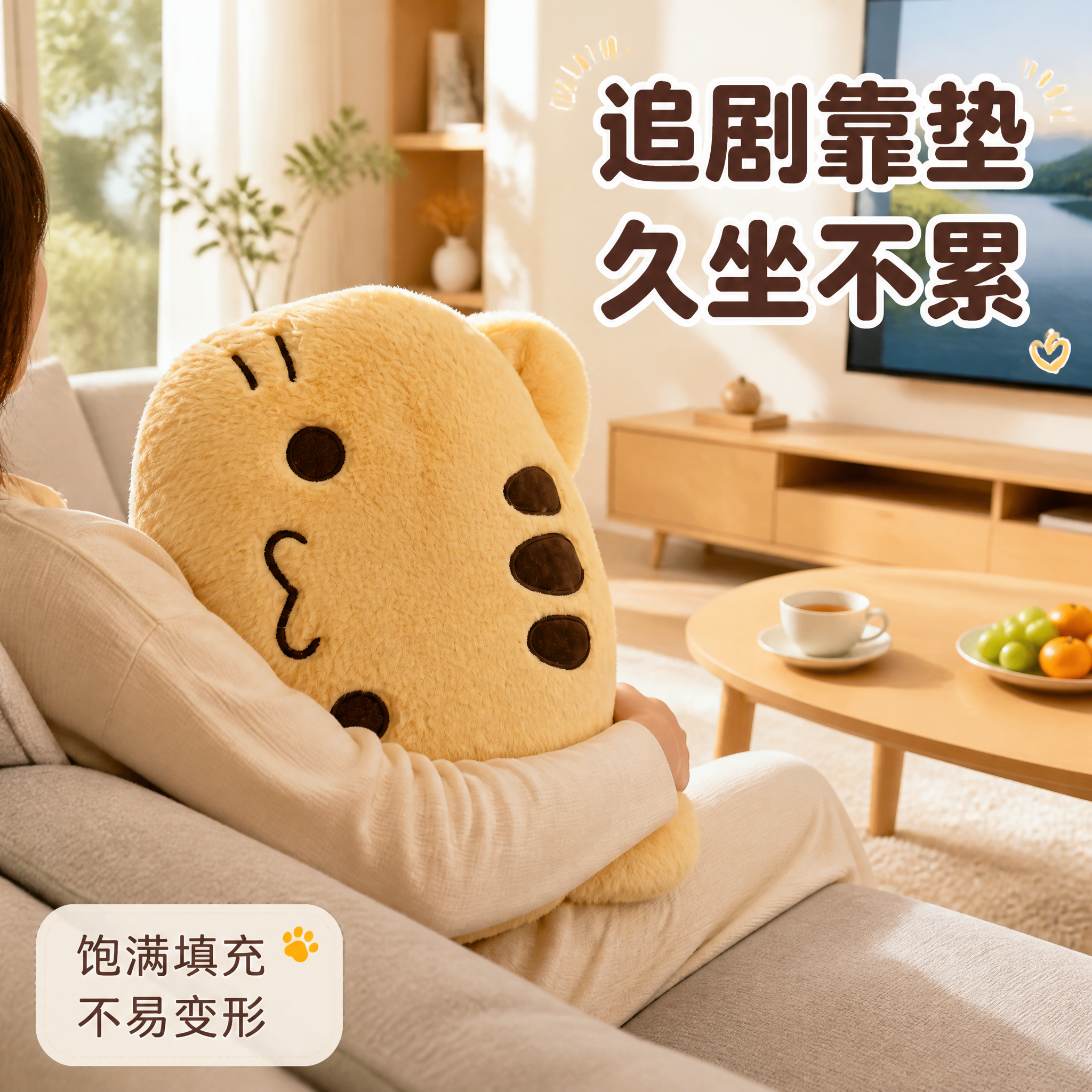 [主图-4] 大黄猫抱枕 沙发客厅场景图 追剧靠垫效果。 [统… - 图片创意预览