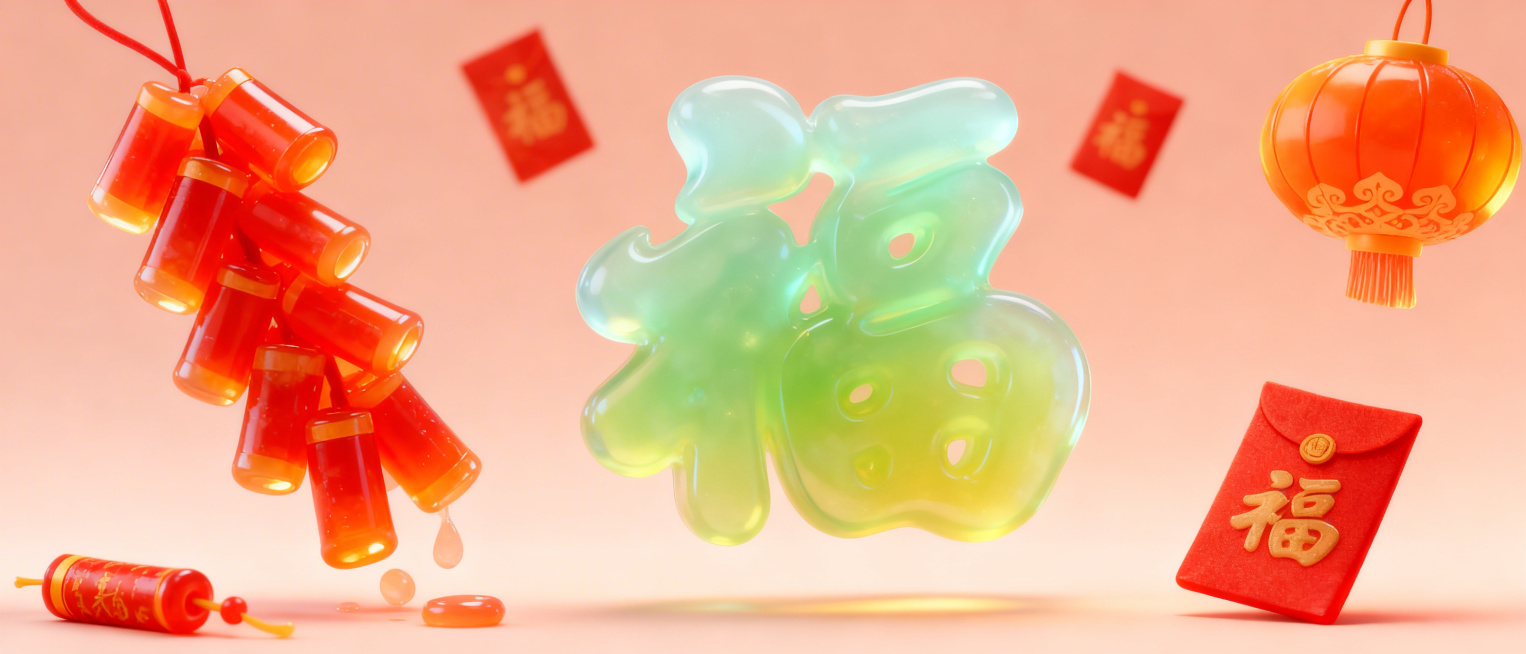 替换为新年主题风格，添加鞭炮、福字、新年红包等元素，丰富画面内容预览效果