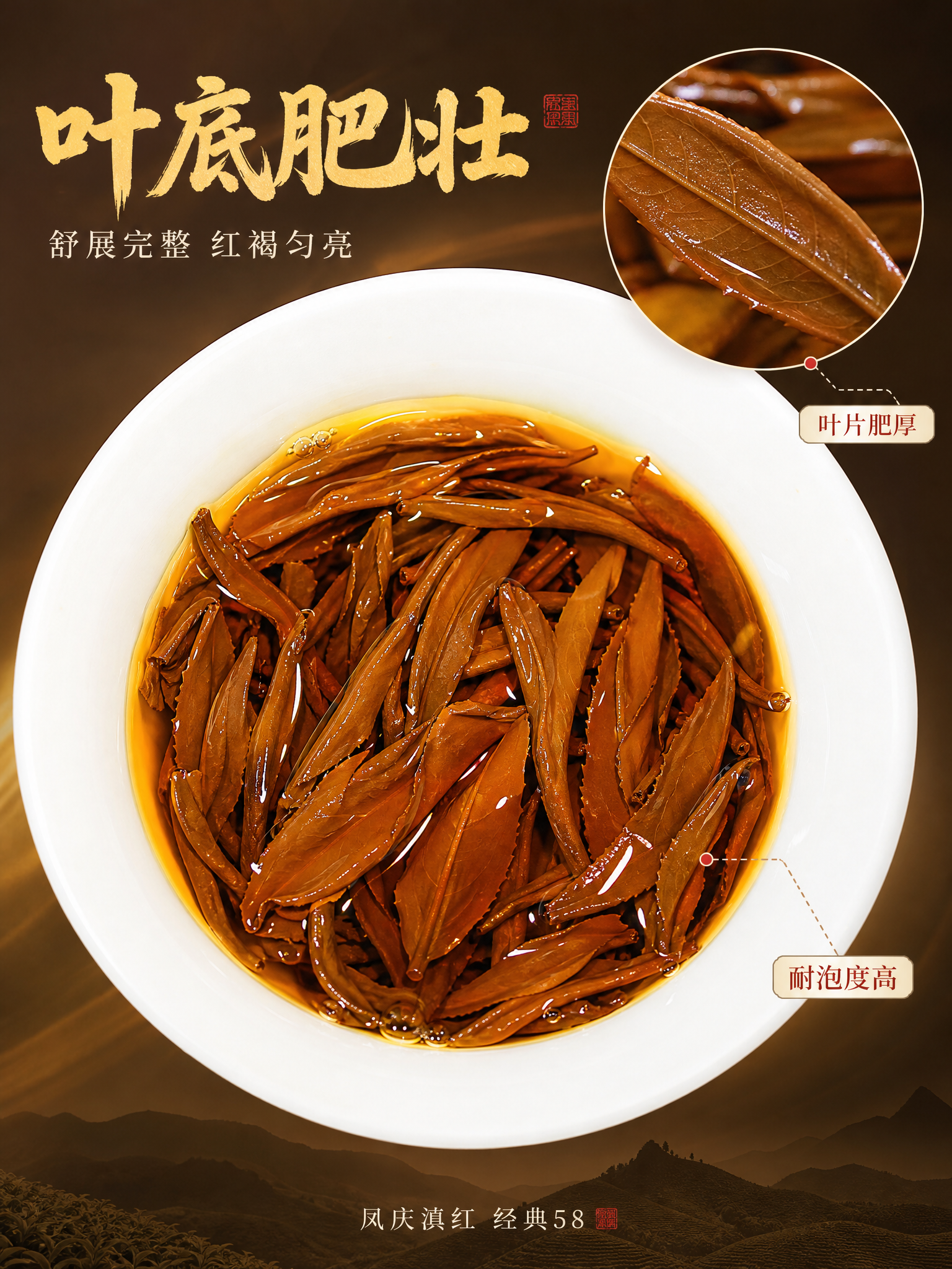 [商品] 使用【图4】叶底图；保留白瓷碗形态、叶底红褐匀亮色泽… - 图片创意预览