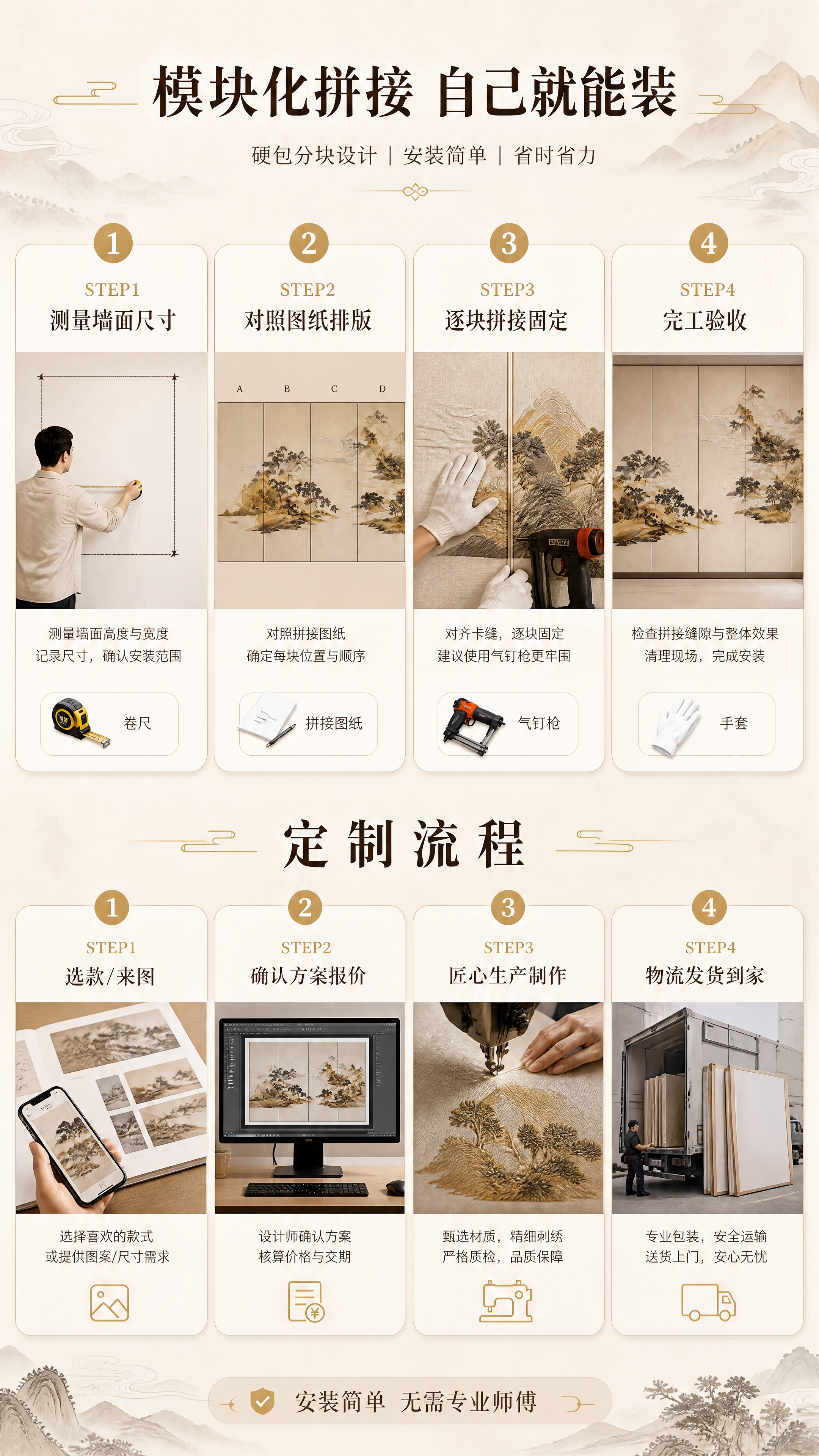 [商品] 使用【图1】锦云江山款刺绣硬包背景墙局部；保留硬包分… - 图片创意预览