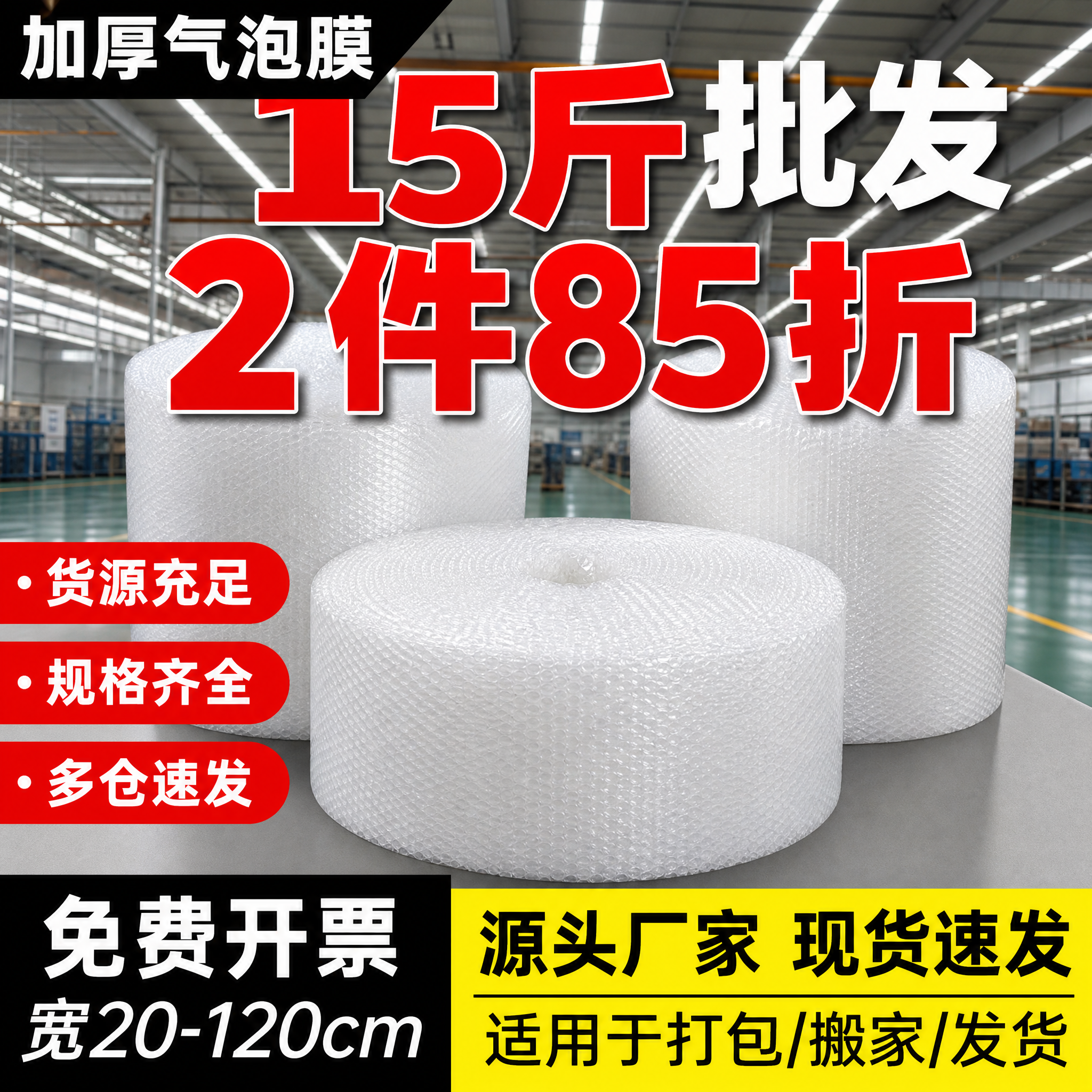 拼多多爆款促销风格气泡膜主图，融合两张参考图的产品与全部文字信… - 图片创意预览
