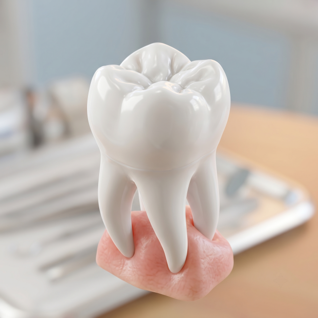 生成一颗干净洁白的人类牙齿模型，医学牙齿示意图，清晰明亮，3D写实风格，光影自然预览效果