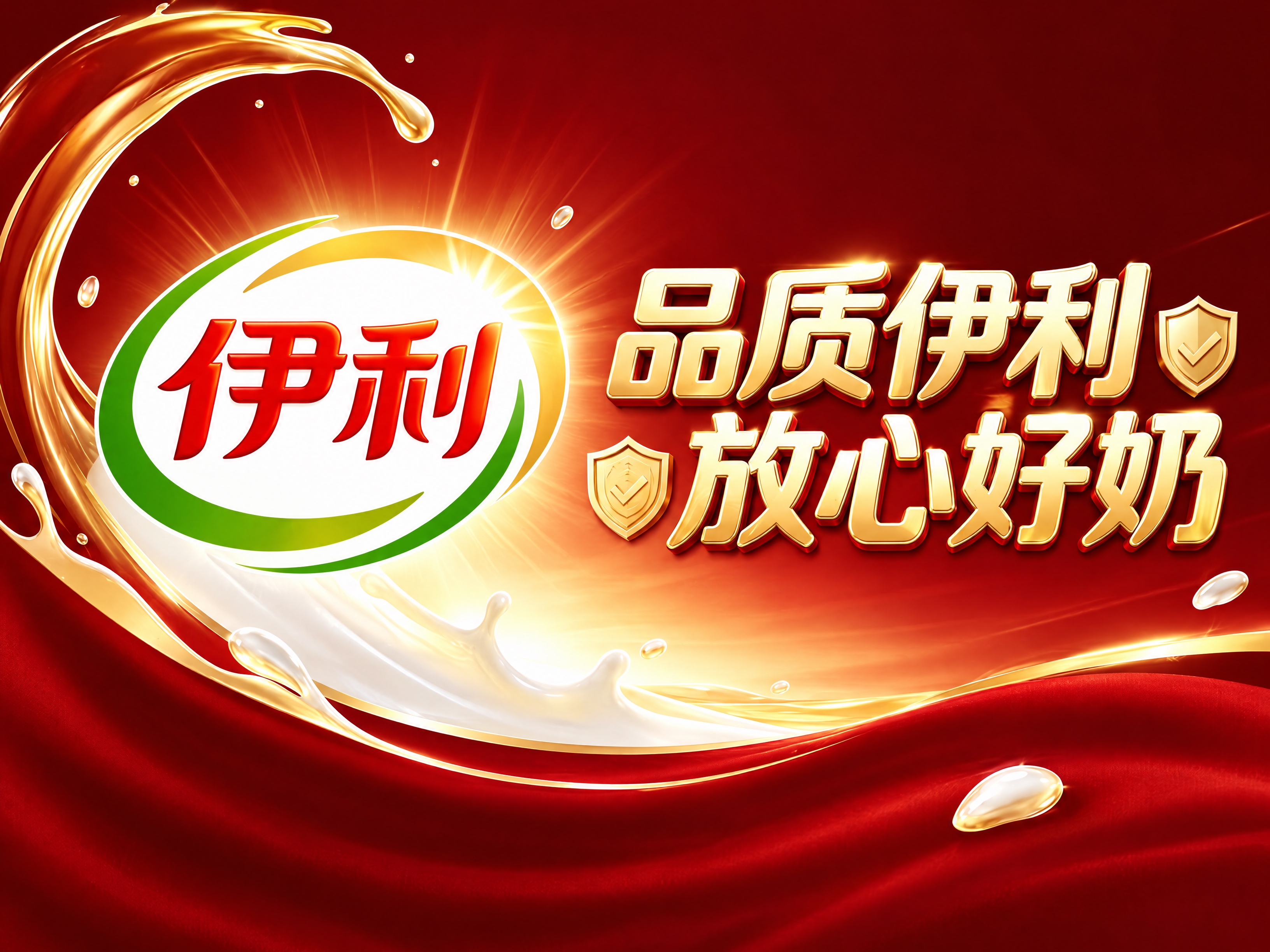 完全复刻参考图的画面内容和风格，左侧是伊利品牌logo（红色“… - 图片创意预览