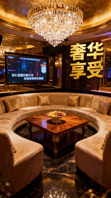 生成50张商务KTV的照片，图片加入一些文字预览效果
