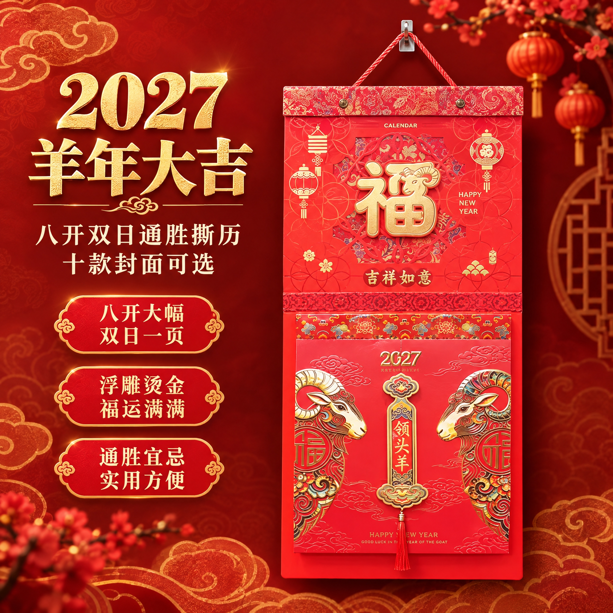 [主图-1] 首图点击率，展示2027羊年八开双日通胜撕历挂历… - 图片创意预览